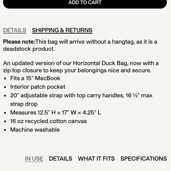 Baggu Dead Stock Horizontal Duck Bag - Picture 5 of 7